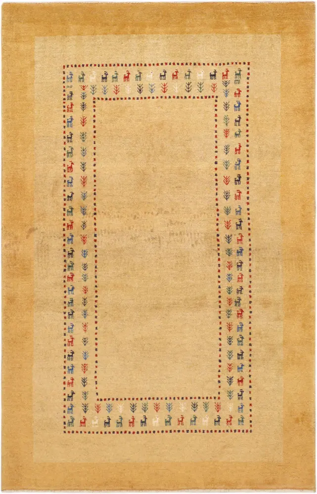 Pasargad Home Tribal Collection Hand-Knotted Lamb's Wool Area Rug- 3' 6