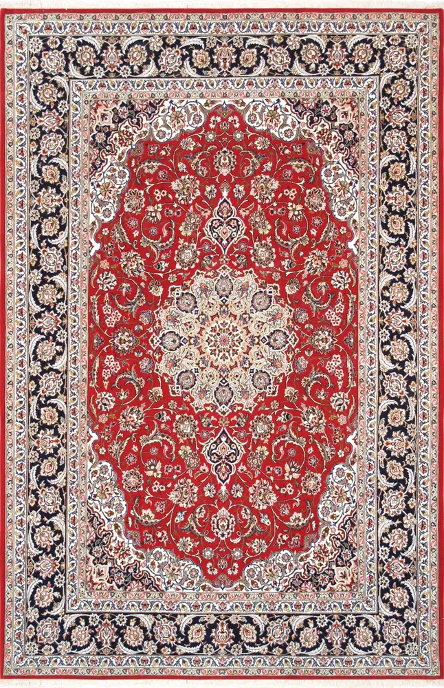 Pasargad Home Azerbaijan Collection Hand-Knotted Silk & Wool Area Rug- 5' 0