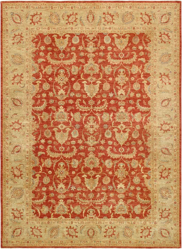Pasargad Home Denver Hand-Knotted Rust Lamb's Wool Area Rug- 8'10