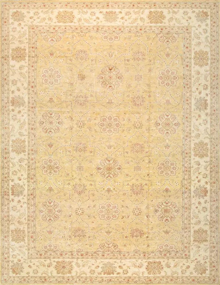 Pasargad Home Denver Hand-Knotted L. Gold Lamb's Wool Area Rug-13' 0