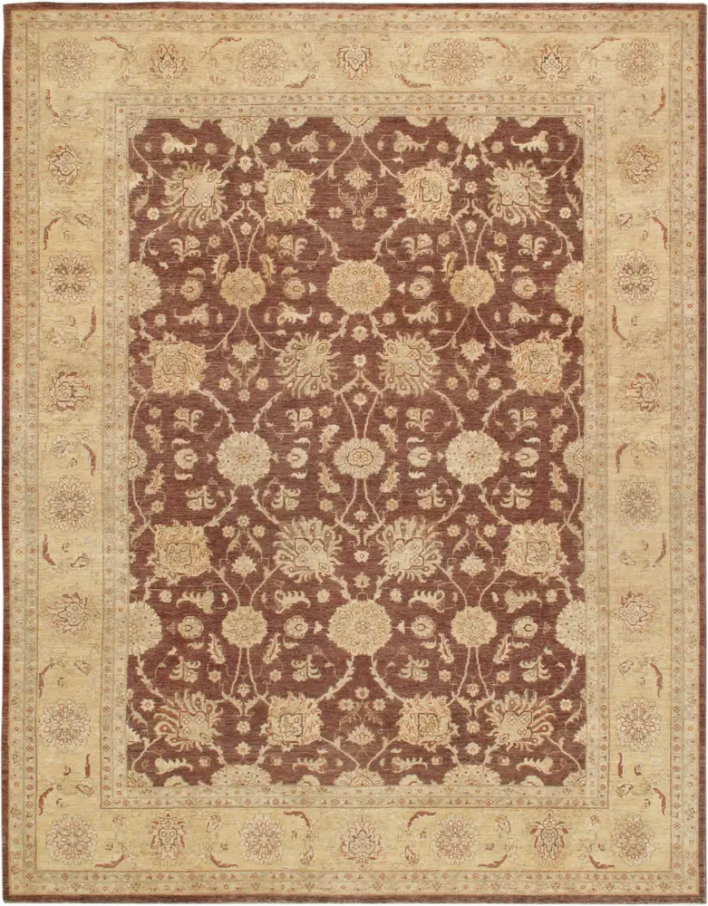 Pasargad Home Denver Hand-Knotted Brown Lamb's Wool Area Rug- 8' 6