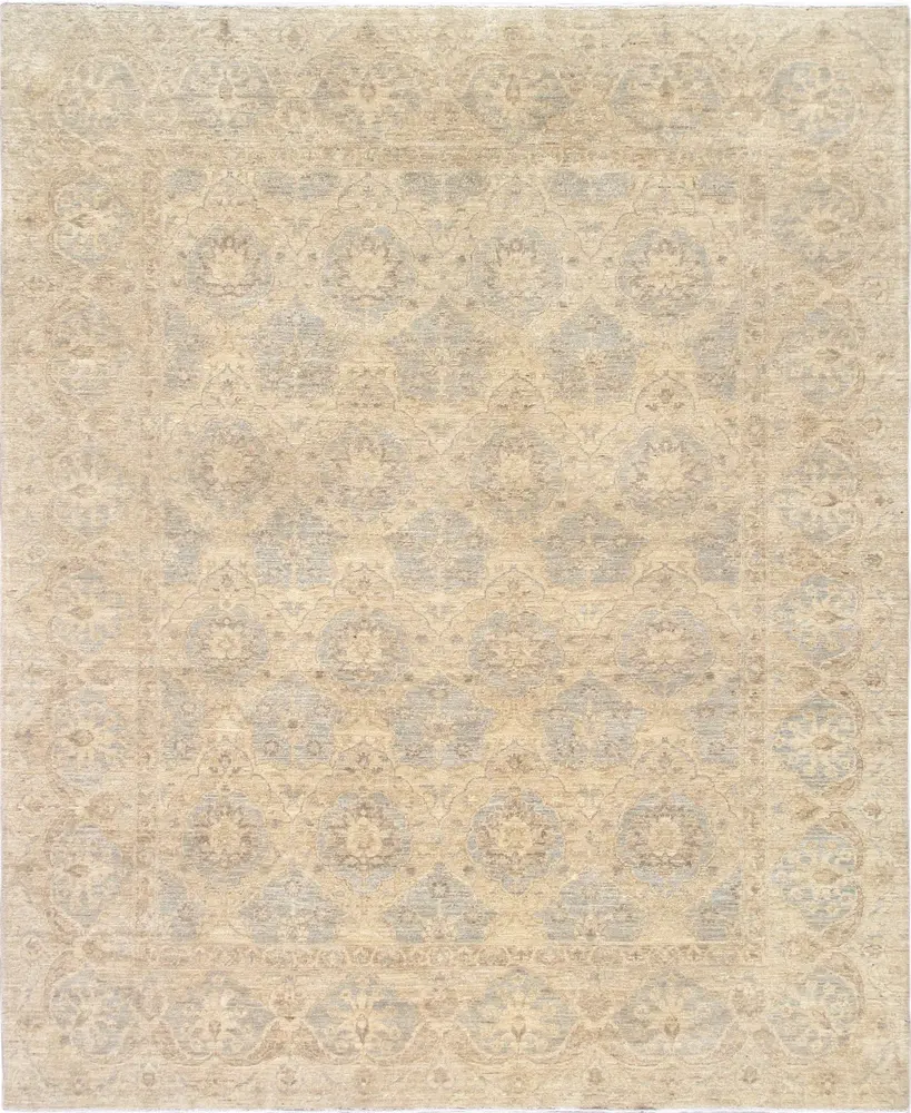 Pasargad Home Denver Hand-Knotted Ivory Lamb's Wool Area Rug- 8' 2