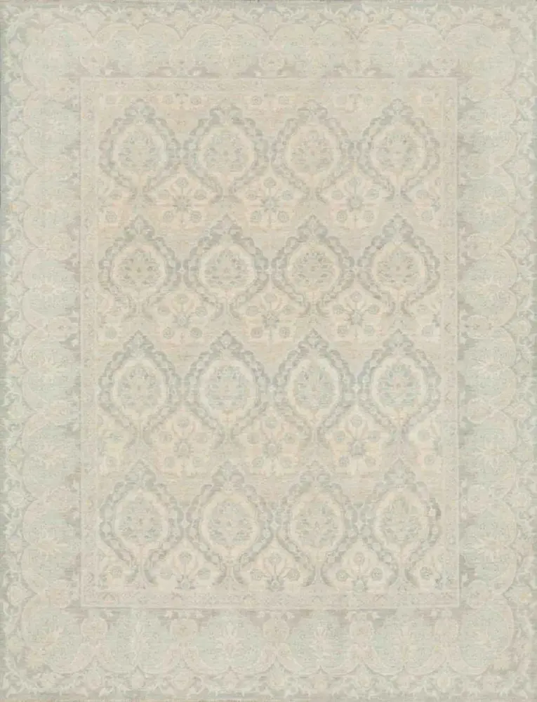 Pasargad Home Denver Hand-Knotted Beige Wool Area Rug- 8' 0