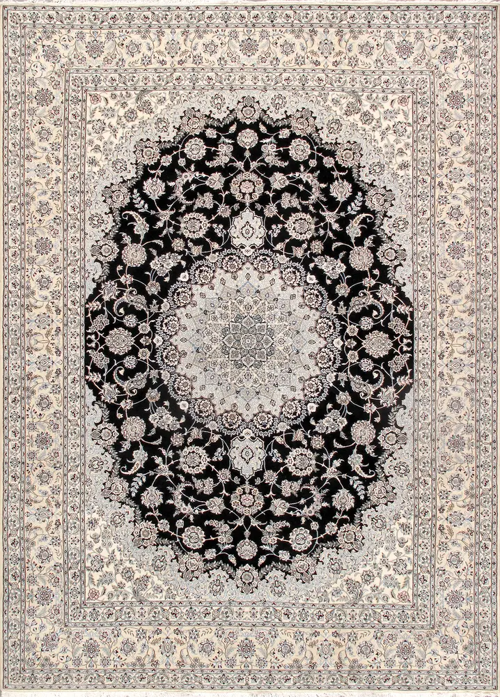 Pasargad Home Azerbaijan Collection Hand-Knotted Silk & Wool Area Rug- 9'10