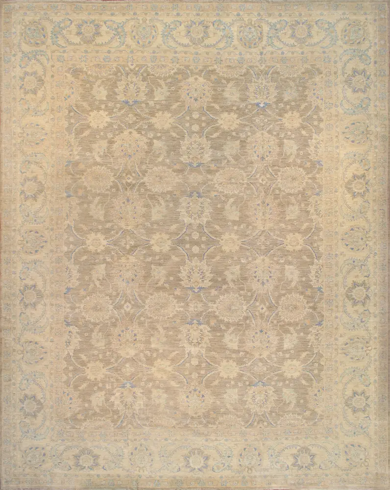 Pasargad Home Ferehan Collection Hand-Knotted L.Brown Wool Area Rug- 15'1