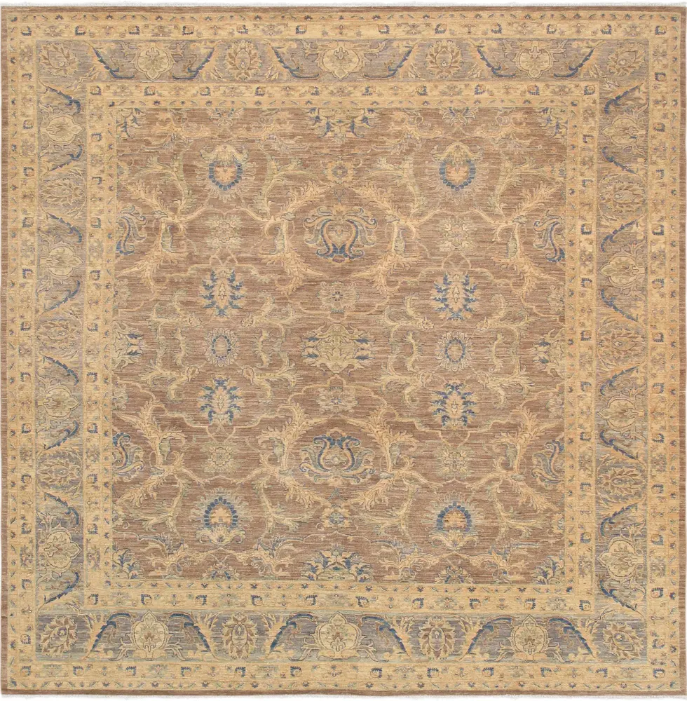 Pasargad Home Denver Hand-Knotted Brown Wool Area Rug- 9' 4