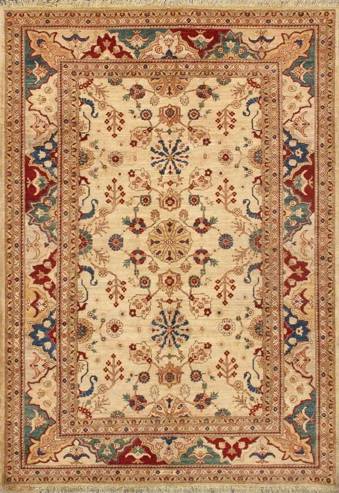 Pasargad Home Nomad Art Melody Collection Hand-Knotted Lamb's Wool Area Rug- 6' 3
