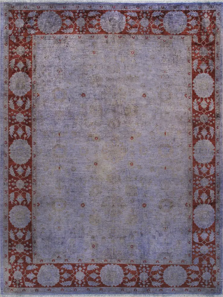 Pasargad Home Lahore Collection Hand-Knotted Wool Area Rug- 9' 3