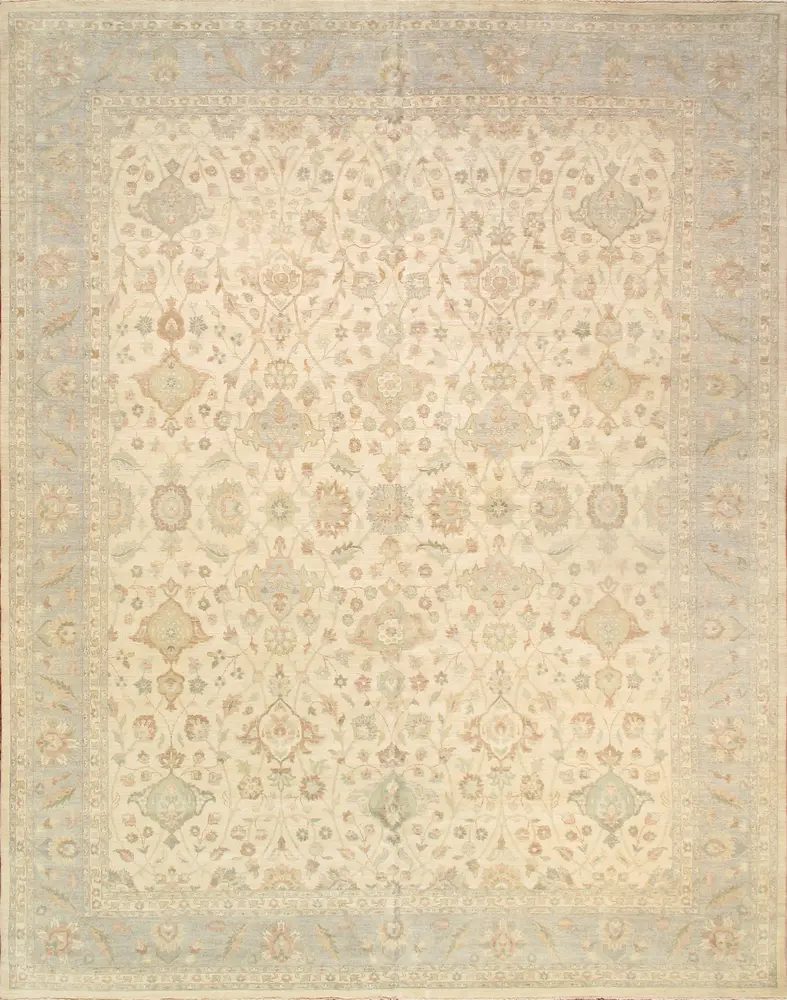 Pasargad Home Melody Hand-Knotted Wool Ivory Area Rug