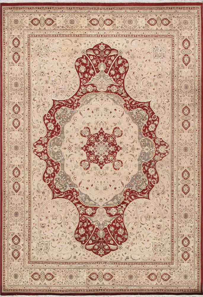Pasargad Home Baku Hand-Knotted Silk & Wool Area Rug- 9'11