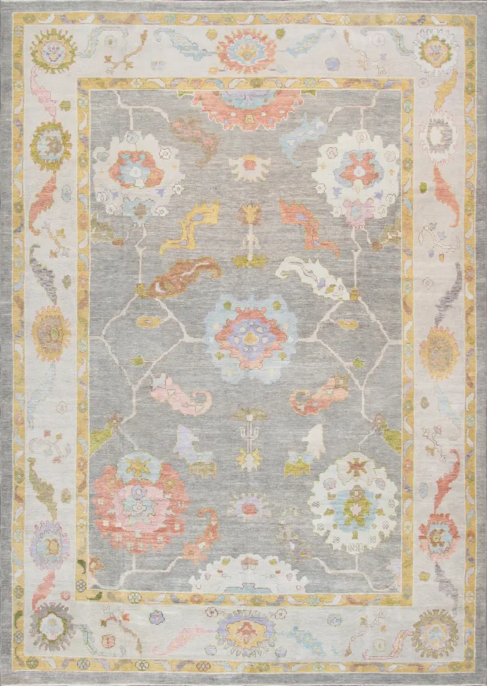 Pasargad Home Oushak Collection Hand-Knotted Wool Area Rug- 9' 9