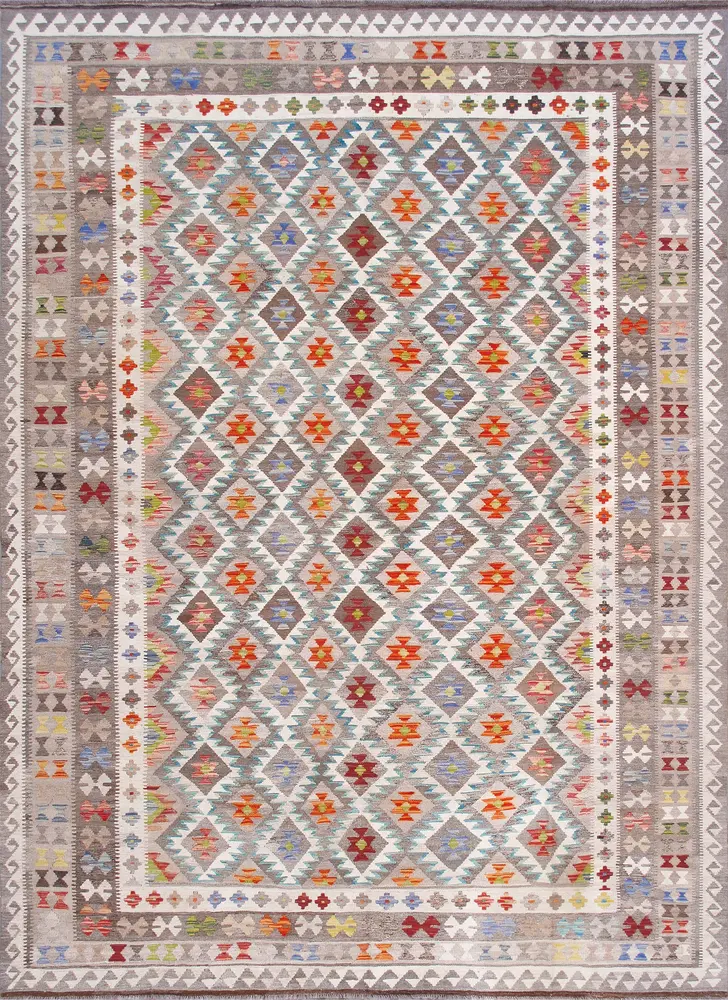 Pasargad Home Kilim Collection Reversible Wool Multicolor Area Rug- 8' 4'' X 11' 4''