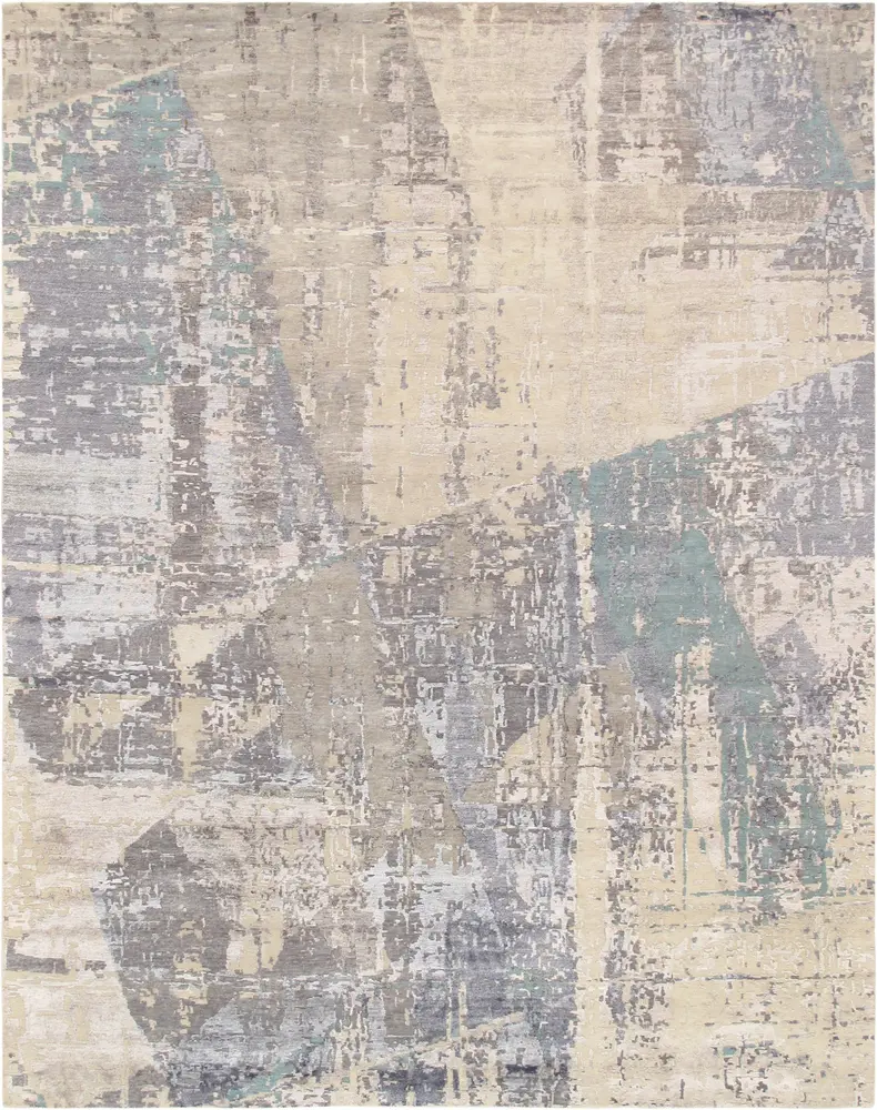 Pasargad Home Modern Collection Hand-Knotted Grey Bsilk & Wool Area Rug-10' 0