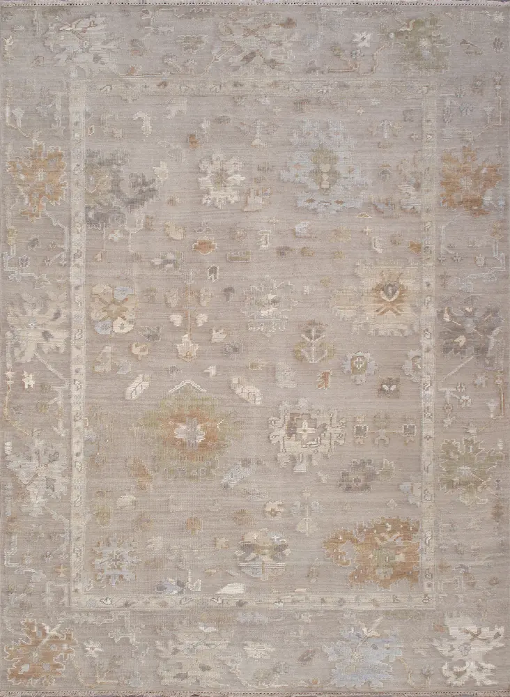 Pasargad Home Oushak Hand-Knotted Mocha Wool Area Rug-12' 3'' X 14'10''