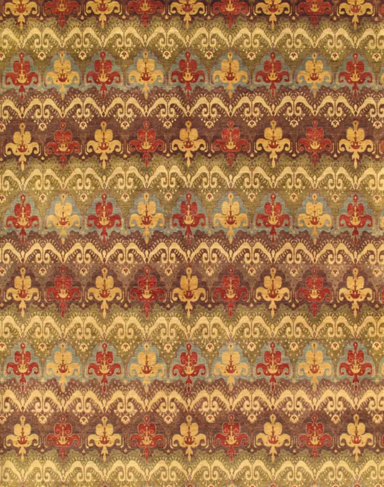 Pasargad Home Ikat Collection Hand-Knotted Lamb's Wool Area Rug- 12' 0