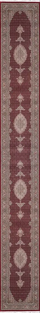 Pasargad Home Baku Hand-Knotted Red Silk & Wool Runner- 2' 6'' X 19' 8''