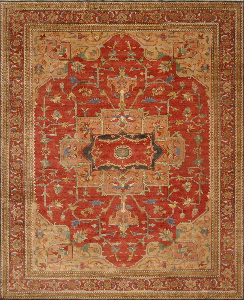 Pasargad Home Serapi Collection Hand-Knotted Rust Wool Square Rug- 9'11'' X 10' 0''