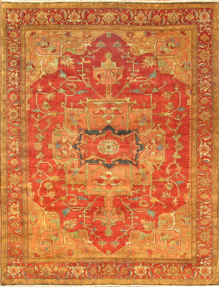 Pasargad's Serapi Collection Hand-Knotted Rust/Rust Wool Area Rug (14' x 16')