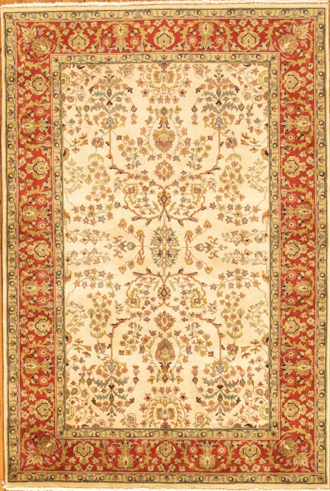 Pasargad Home Azerbaijan Collection Hand-Knotted Lamb's Wool Area Rug- 4' 1