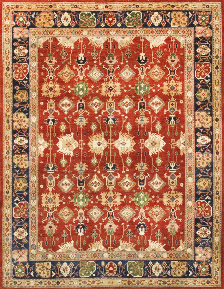 Pasargad Home Melody Collection Hand-Knotted Lamb's Wool Area Rug- 9' 1
