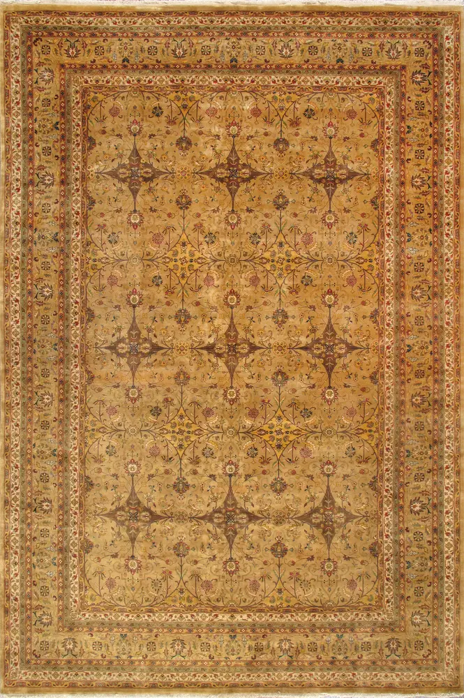 Pasargad Home Baku Collection Hand-Knotted Camel Wool Area Rug-11' 9