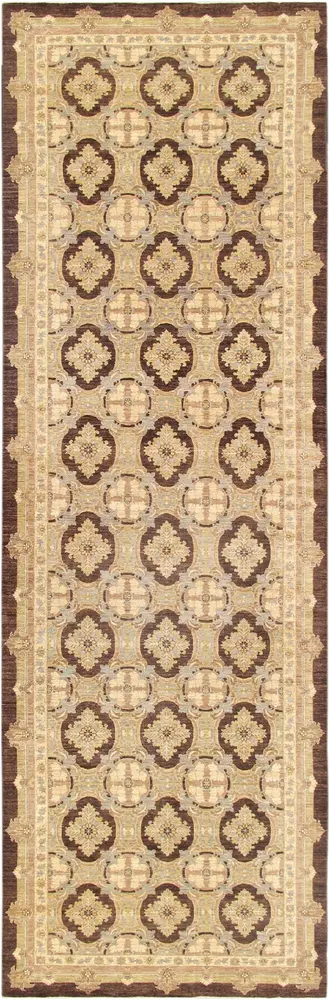 Pasargad Home Denver Hand-Knotted Brown Lamb's Wool Area Rug- 6' 6