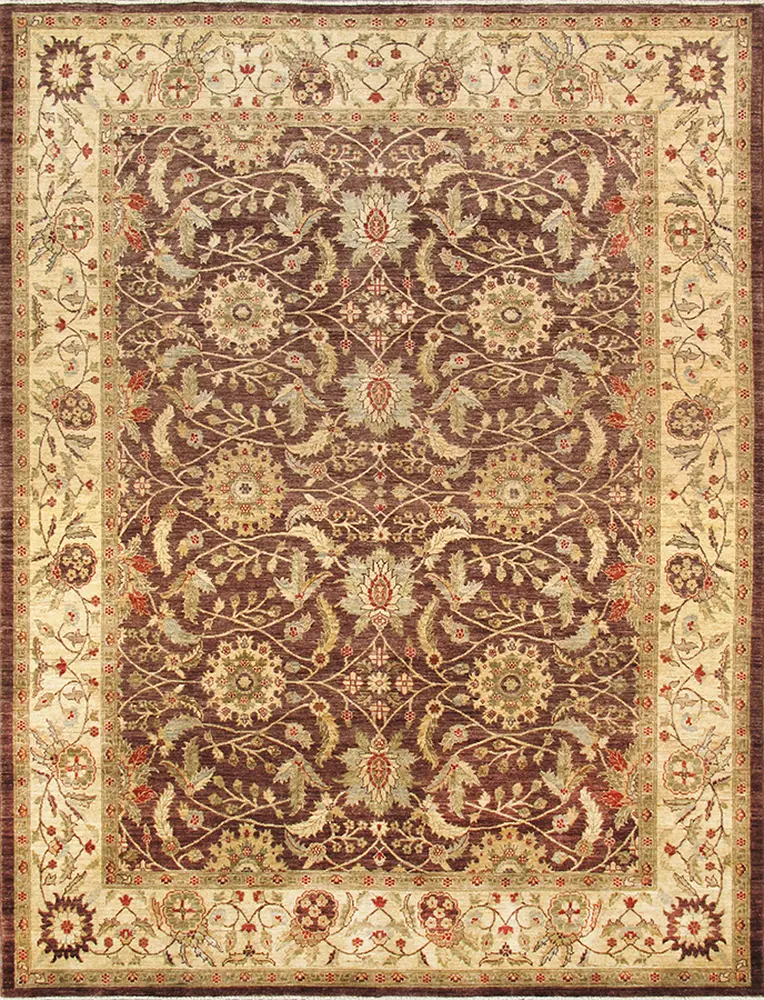 Pasargad Home Denver Hand-Knotted Brown Lamb's Wool Area Rug- 8' 0