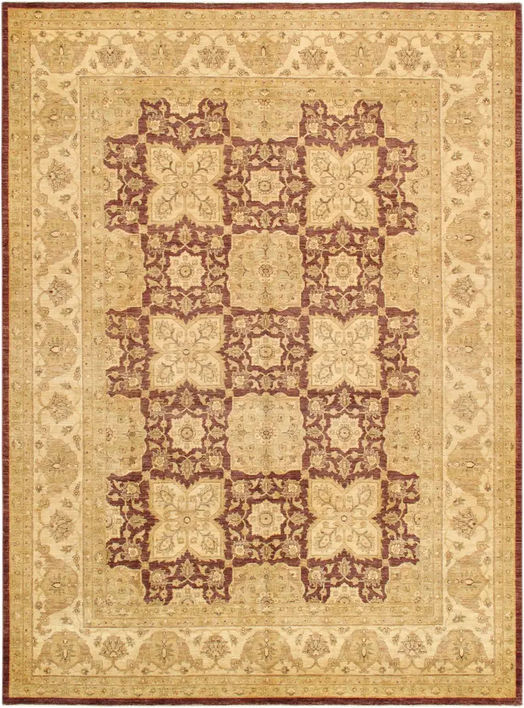 Pasargad Home Denver Hand-Knotted Plum Lamb's Wool Area Rug- 9' 1