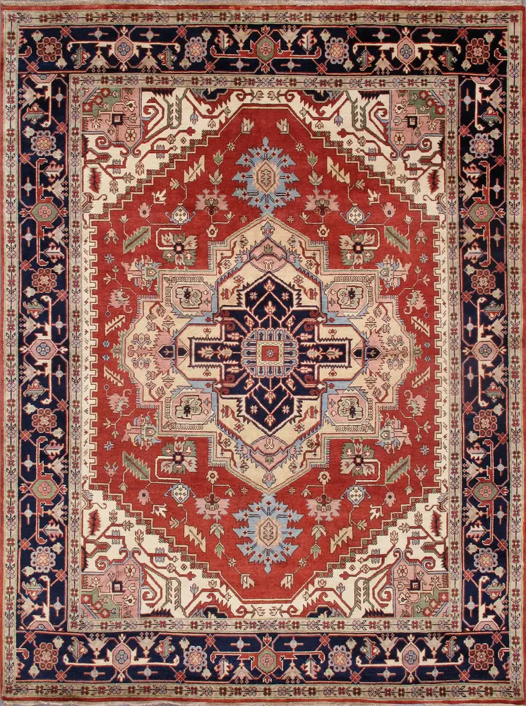 Pasargad Home Serapi Collection Hand-Knotted Rust Wool Area Rug- 8'11