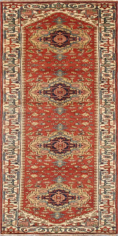 Pasargad Home Serapi Hand-Knotted Rust/Ivory Wool Area Rug- 2' 7'' X 21' 6''