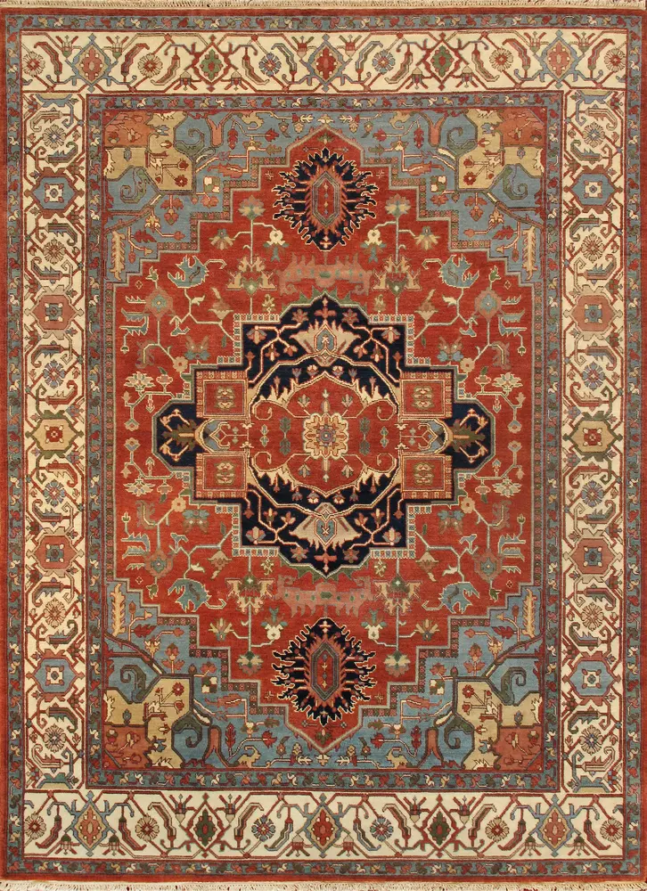 Pasargad Home Serapi Collection Hand-Knotted Wool Rust Area Rug-13' 8