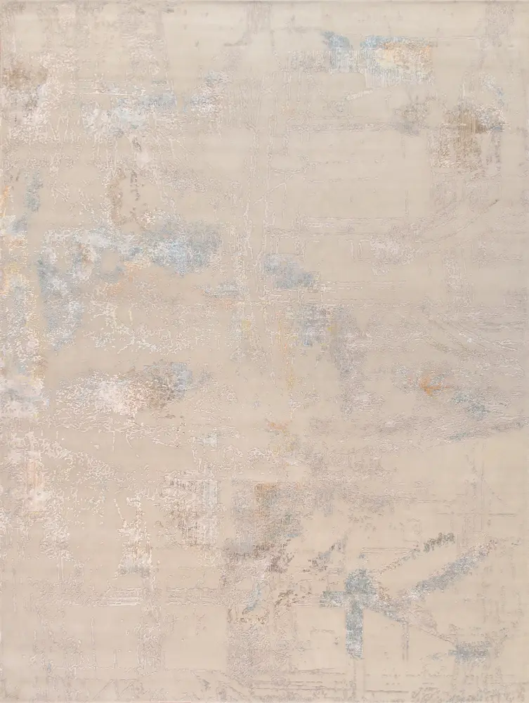 Pasargad Home Modern Hand-Knotted Beige Silk & Wool Area Rug- 9' 3'' X 12' 2''