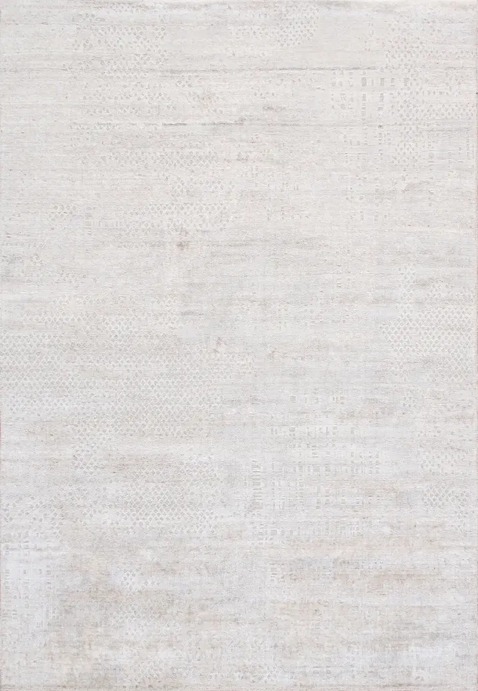 Pasargad Home Amari Collection Hand-Loomed Bsilk & Wool Beige Area Rug- 5' 4