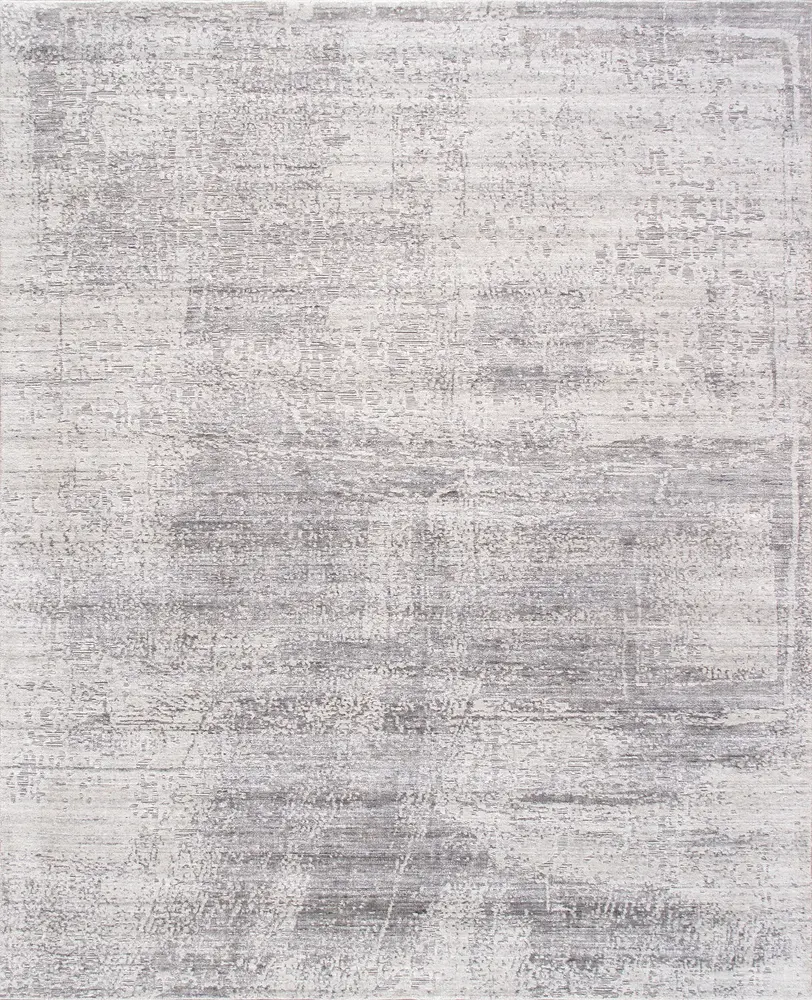 Pasargad Home Amari Collection Hand-Loomed Bsilk & Wool Silver Area Rug- 8' 1