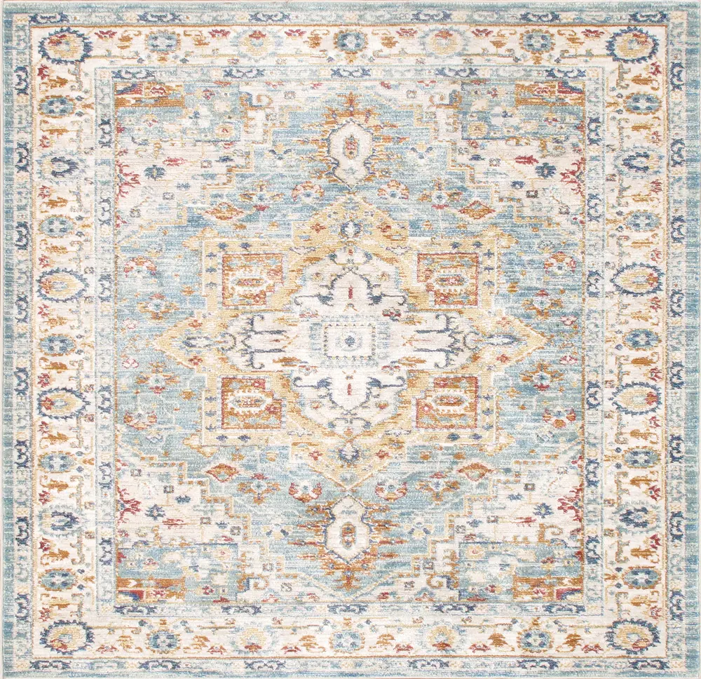 Pasargad Home Heritage Collection Power Loom L Blue & Ivory Area Rug