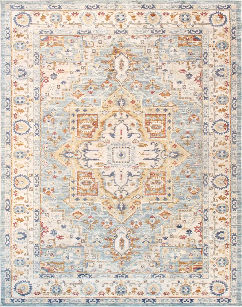 Pasargad Home Heritage Design L. Blue Fabric Area Rug- 8' 0