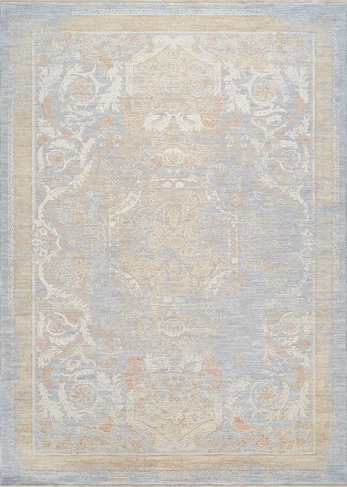 Pasargad Home Turkish Amboise Transitiona L. Blue/Ivory Area Rug- 8' 0'' X 10' 0''