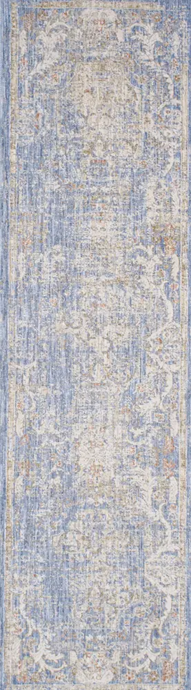 Pasargad Home Turkish Amboise Transitiona L. Blue/Ivory Runner- 2' 2'' X 8' 0''