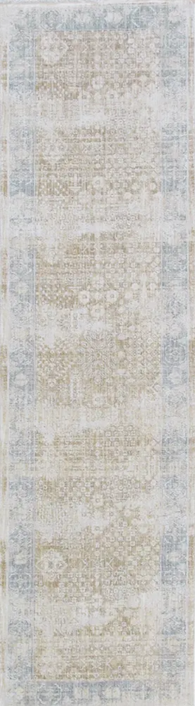 Pasargad Home Turkish Eterna Transitiona Beige/L. Blue Area Rug- 2' 2'' X 8' 0''