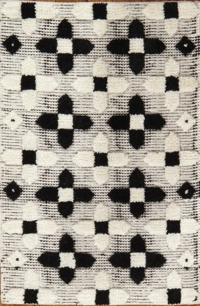 Pasargad Home Modern Collection Hand-Knotted Lamb's Wool Ivory Area Rug- 2' 0