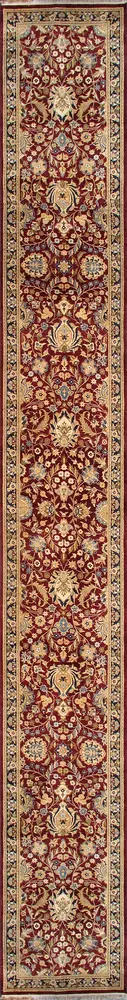 Pasargad Home Baku Hand-Knotted Red Lamb's Wool Runner- 2' 7'' X 20'11''