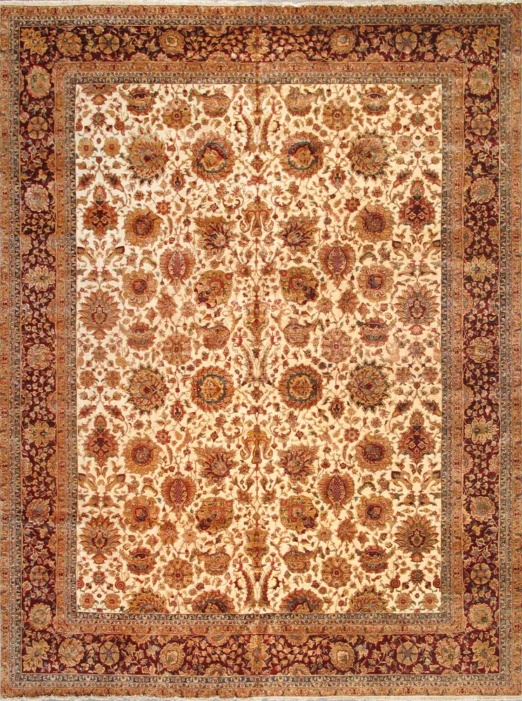 Pasargad Home Crown Jewel Agra Collection Hand-Knotted Lamb's Wool Area Rug-12' 2