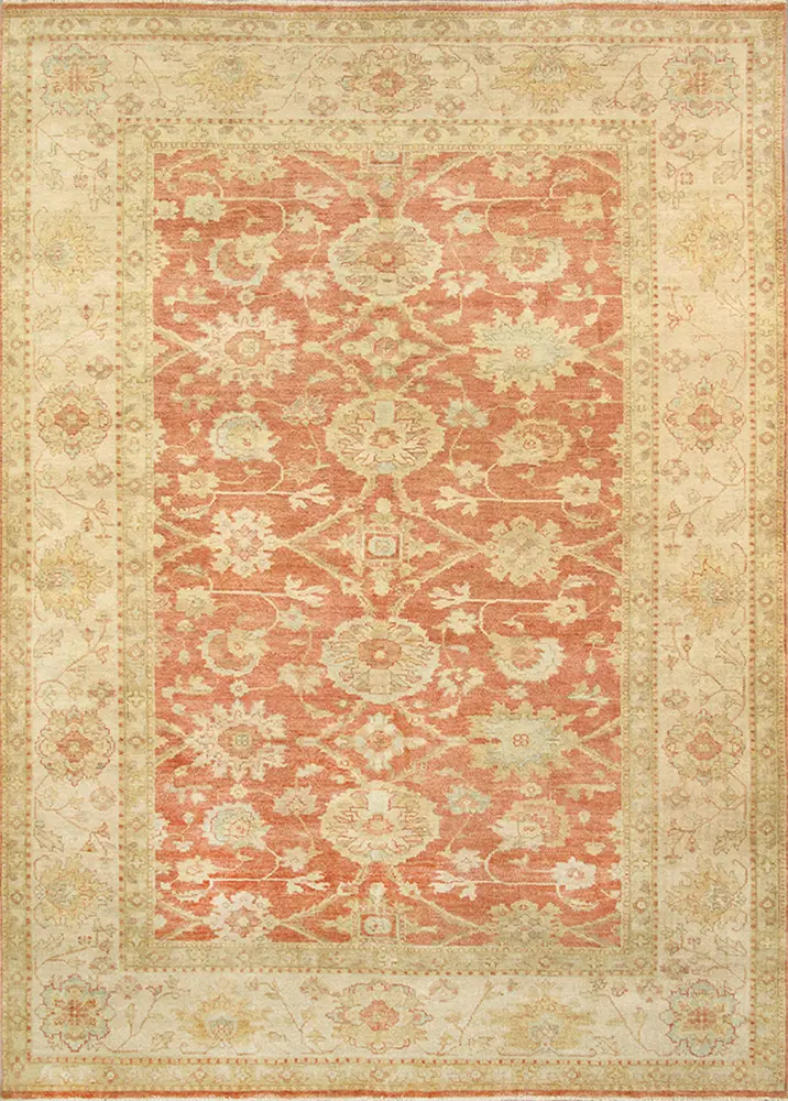Pasargad Home Sultanabad Collection Hand-Knotted Rust Wool Area Rug- 8' 2'' X 10' 1''