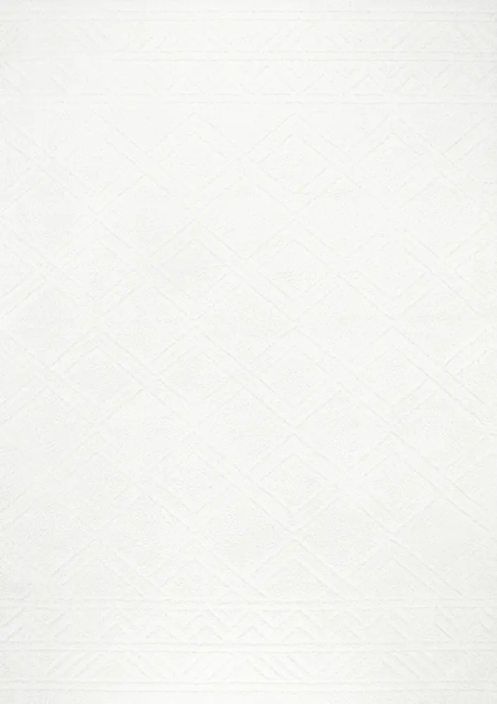 Pasargad Home Turkish Shag Collection Ivory/Grey Modern Area Rug- 9' 8'' X 13' 1''