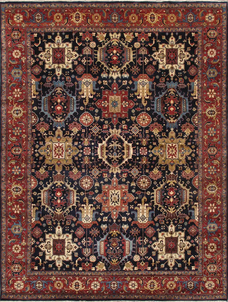 Pasargad Home Azerbaijan Collection Hand-Knotted Wool Area Rug- 7' 9