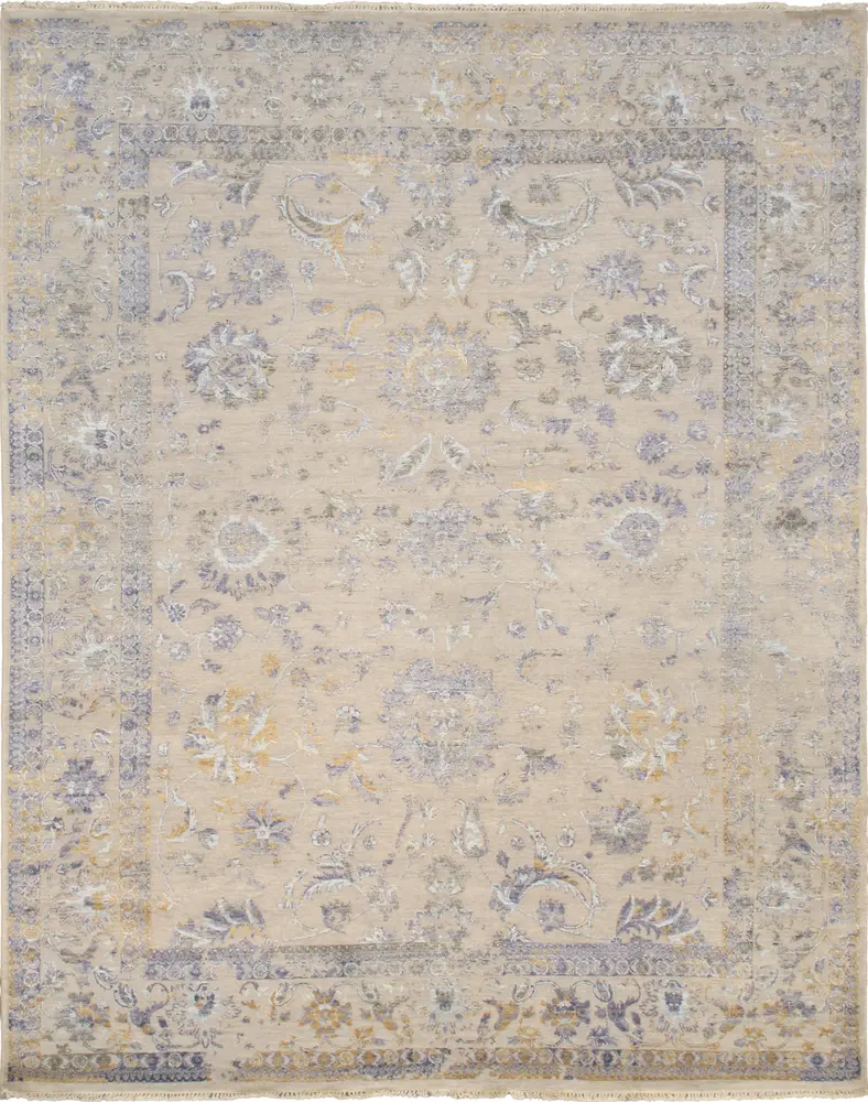 Pasargad Home Transitional Hand-Knotted Silver Area Rug-8' 0'' X 9'10''