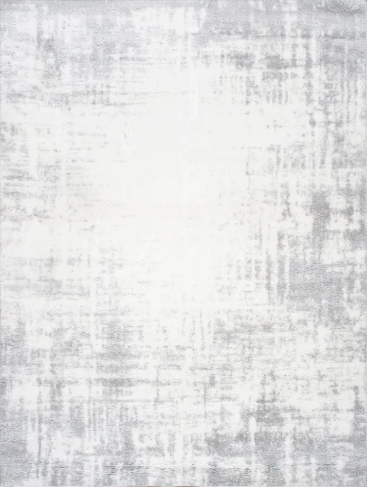 Pasargad Home Turkish Shag Collection Ivory/Grey Modern Area Rug- 4' 9'' X  7' 0''