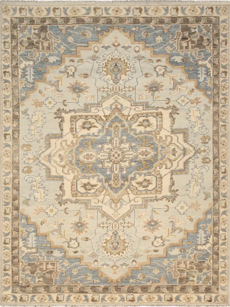 Pasargad Home Serapi Hand-Knotted L. Blue Wool Area Rug-7' 9'' X 10' 1''