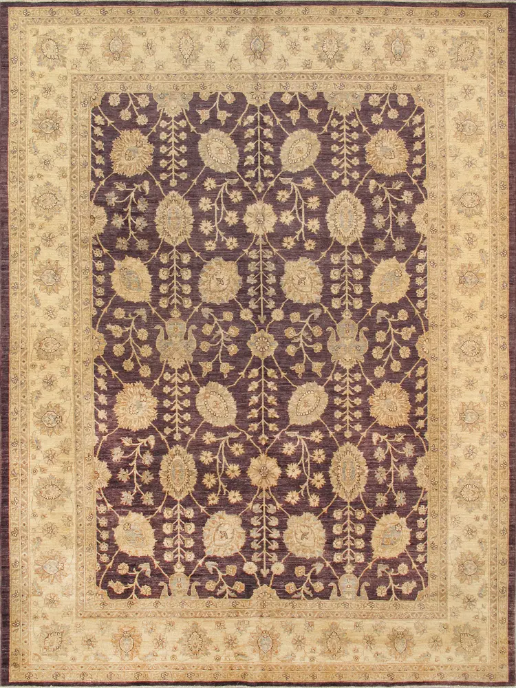 Pasargad Home Denver Hand-Knotted Purple Lamb's Wool Area Rug- 9' 2
