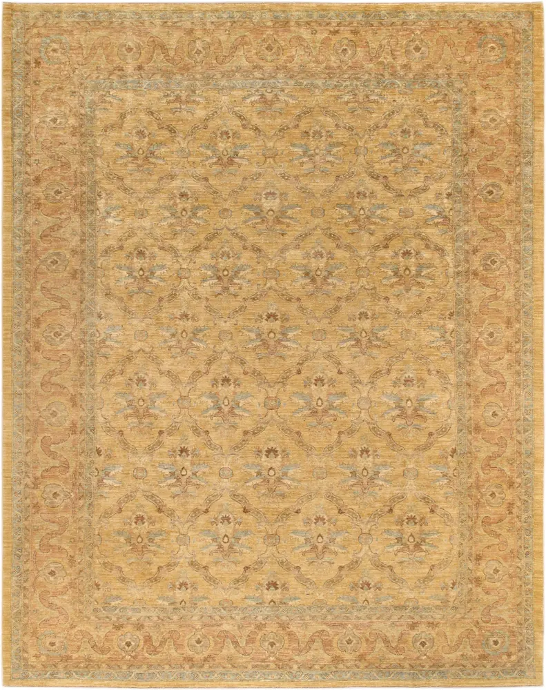 Pasargad Home Denver Hand-Knotted Gold Lamb's Wool Area Rug- 8'11